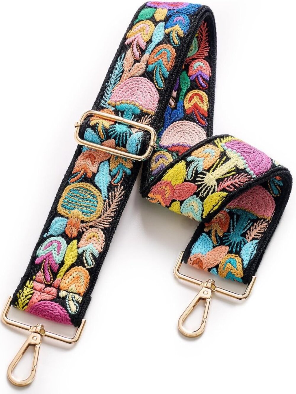 Colorful Boho Embroidered Crochet Purse Strap | Adjustable Crossbody Bag